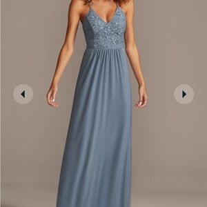 Blue Sleeveless Sweetheart Maxi Gown. Size 4. In great condition.